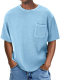 Men's Casual Daily Comfortable Loose Waffle Pocket Short Sleeve T-shirt