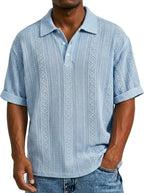 Men's Retro Daily Contrast Color Waffle Fake Two-piece Round Neck Short Sleeve T-shirt