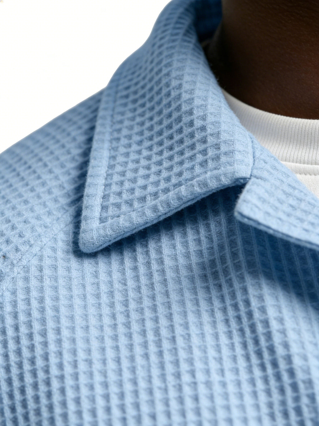 Men's Simple Daily Waffled Raglan Sleeve Lap Short Sleeve Shirt