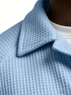 Men's Simple Daily Waffled Raglan Sleeve Lap Short Sleeve Shirt