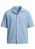 Men's Simple Daily Waffled Raglan Sleeve Lap Short Sleeve Shirt