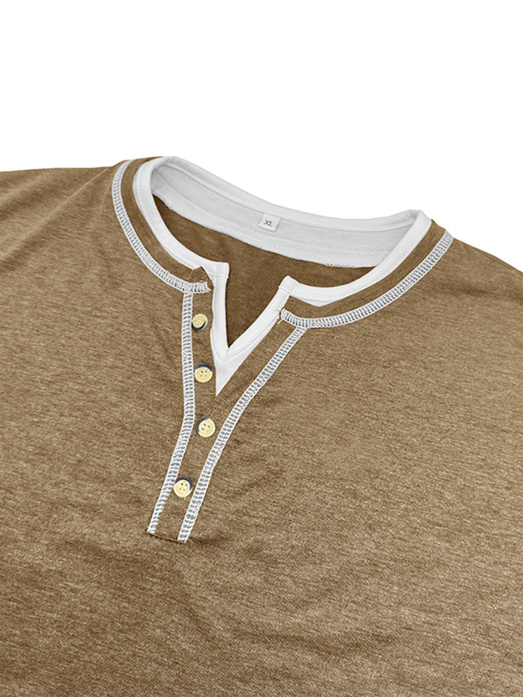 Men's Short Sleeve Color Block Fake Two Piece Henley Shirt