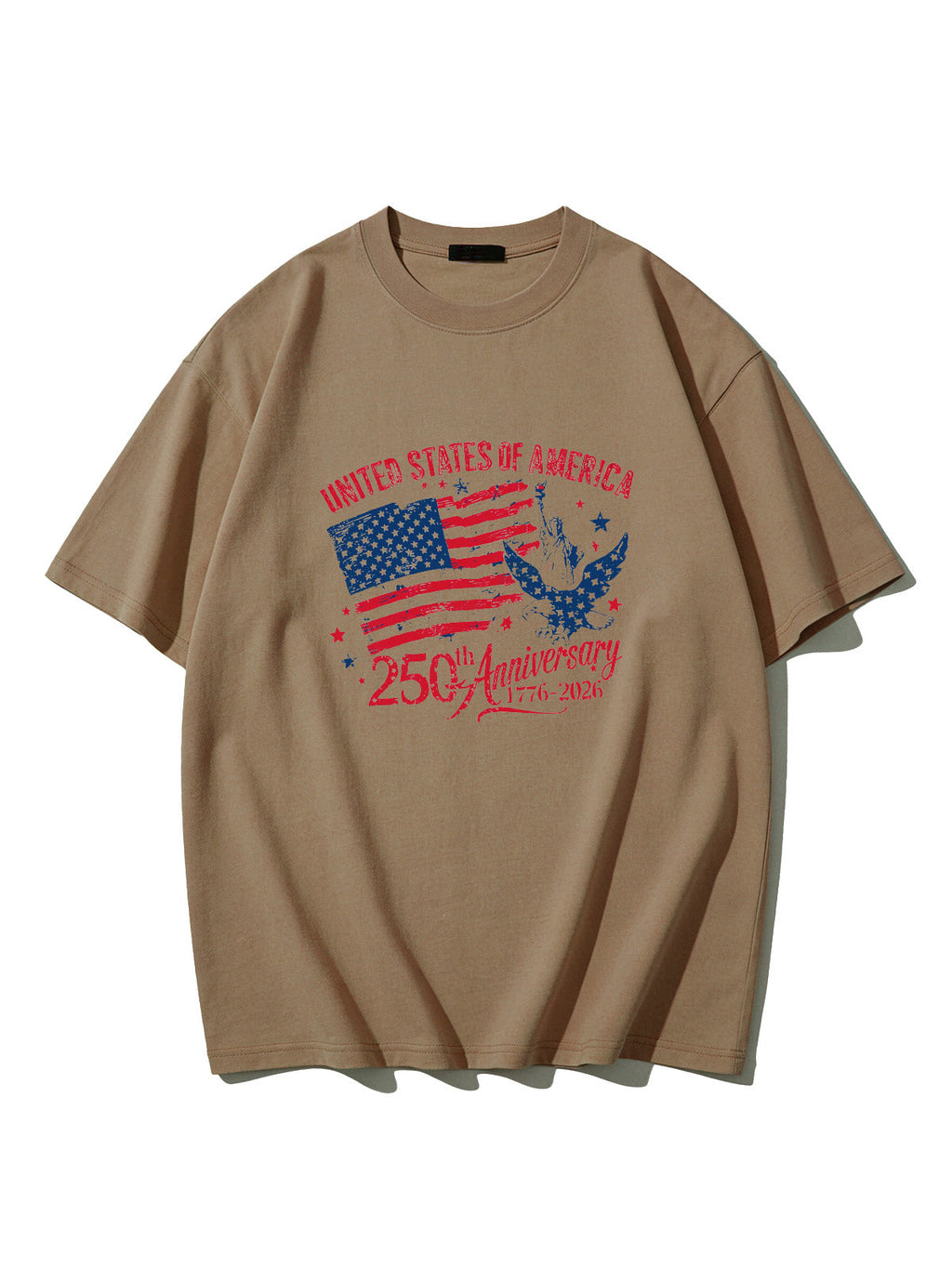 250th Anniversary Of American Independence Solid Color Round Neck Short Sleeve T-shirt