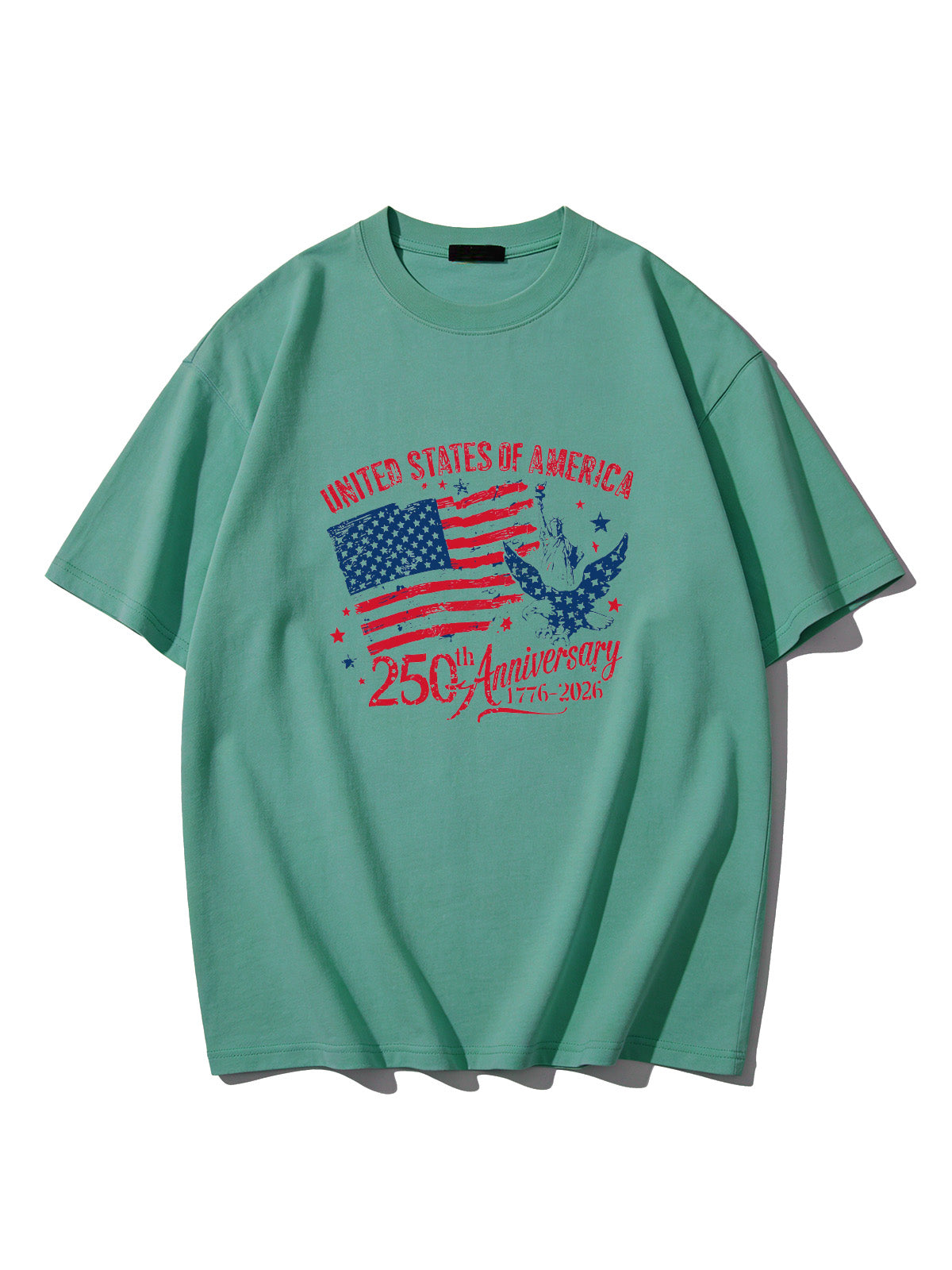 250th Anniversary Of American Independence Solid Color Round Neck Short Sleeve T-shirt