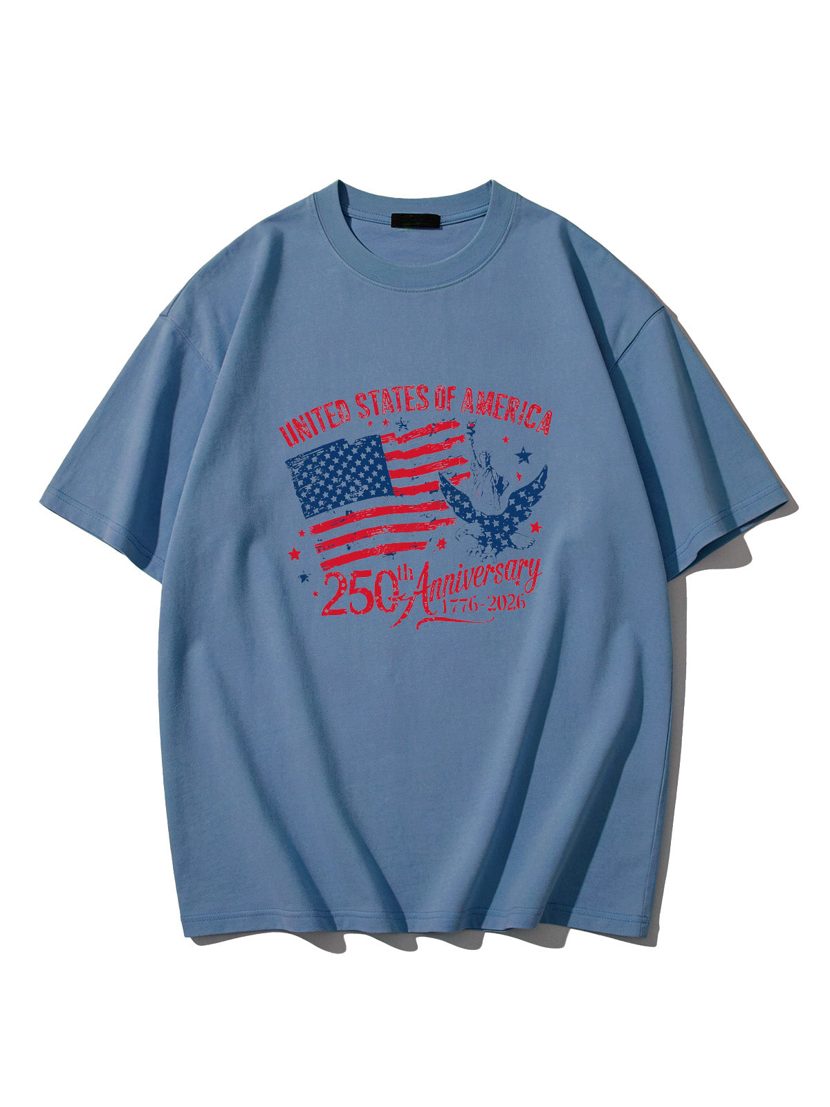 250th Anniversary Of American Independence Solid Color Round Neck Short Sleeve T-shirt