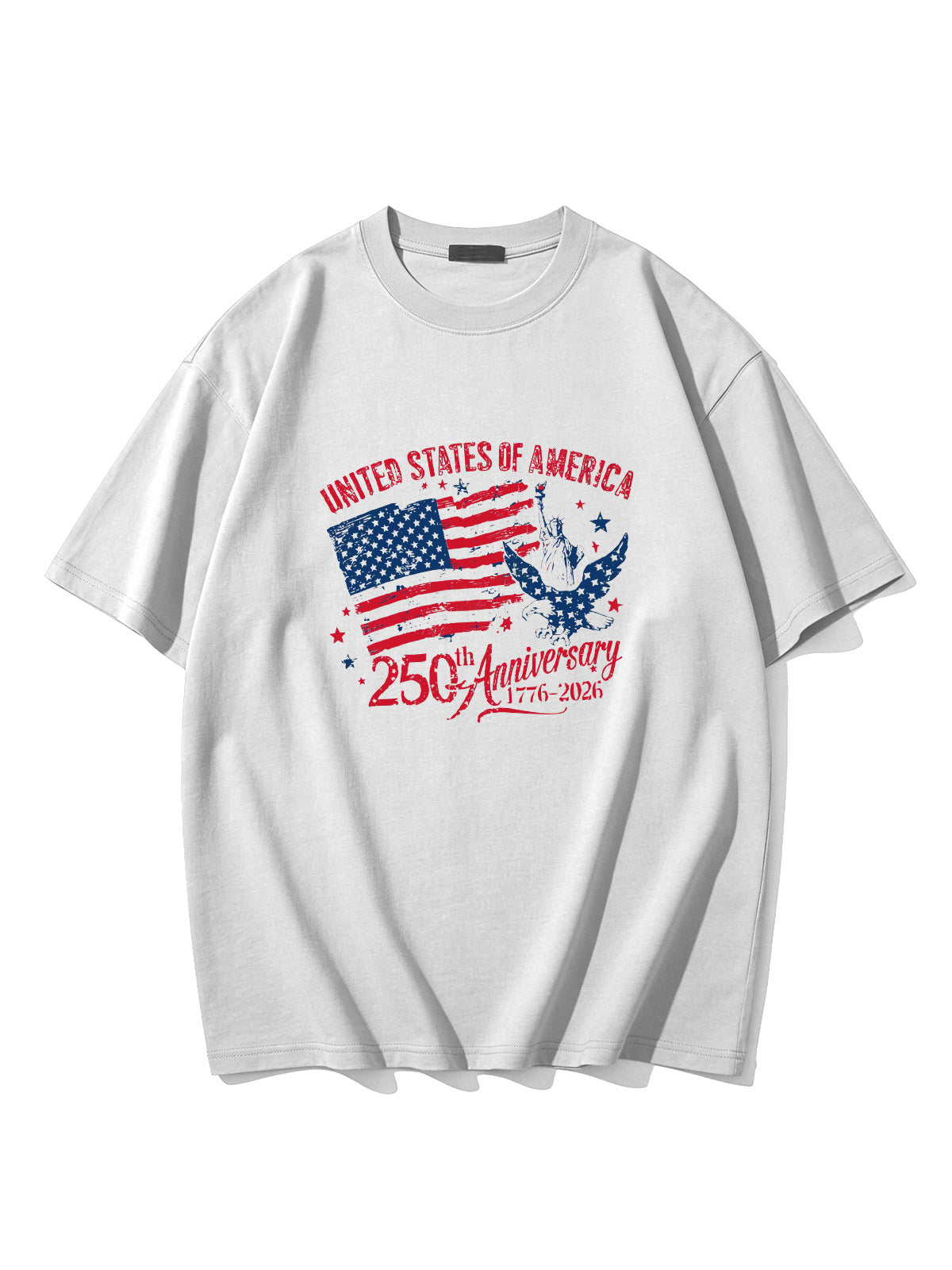 250th Anniversary Of American Independence Solid Color Round Neck Short Sleeve T-shirt