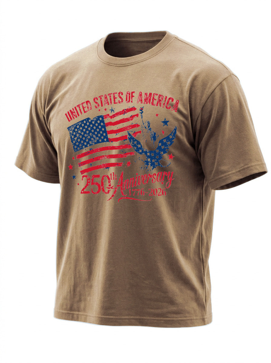 250th Anniversary Of American Independence Solid Color Round Neck Short Sleeve T-shirt