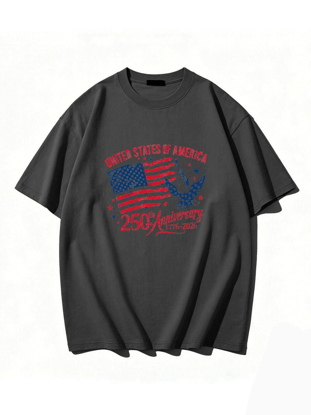 250th Anniversary Of American Independence Solid Color Round Neck Short Sleeve T-shirt