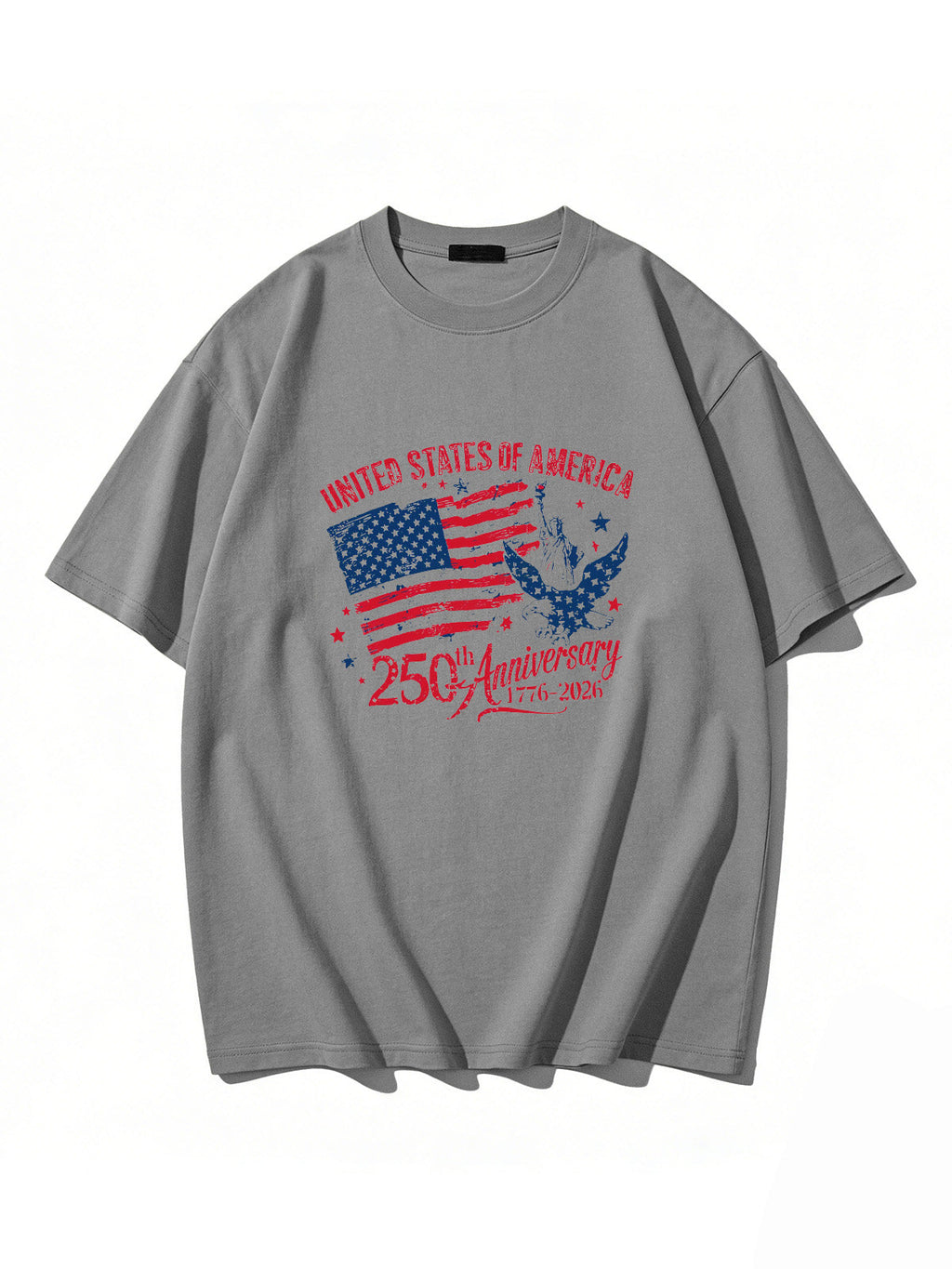 250th Anniversary Of American Independence Solid Color Round Neck Short Sleeve T-shirt