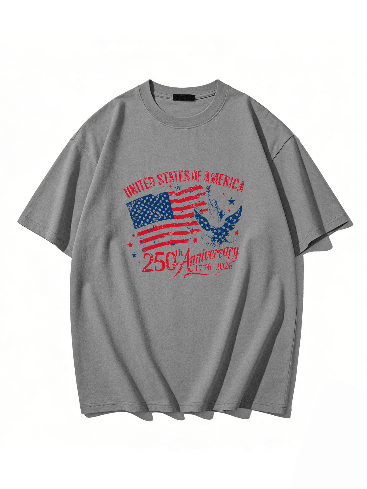 250th Anniversary Of American Independence Solid Color Round Neck Short Sleeve T-shirt