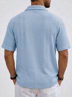 Men's Casual Waffle Lapel Short Sleeve Polo Shirt