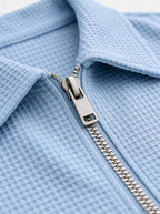 Men's Casual Waffle Lapel Short Sleeve Polo Shirt