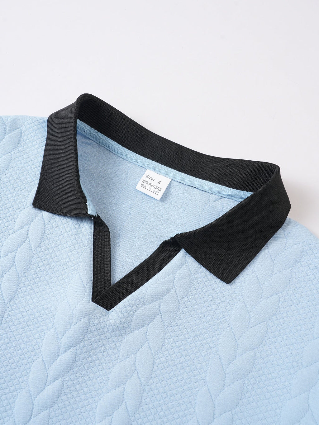 Men's Daily Contrast Jacquard Short Sleeve Polo Neck T-shirt