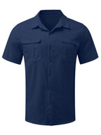 Mokaloha-Men's Solid Color Double Pocket Cotton Linen Casual Short Sleeve Shirt