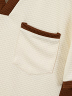 Men's Waffle Contrast V-neck Short Sleeve T-shirt