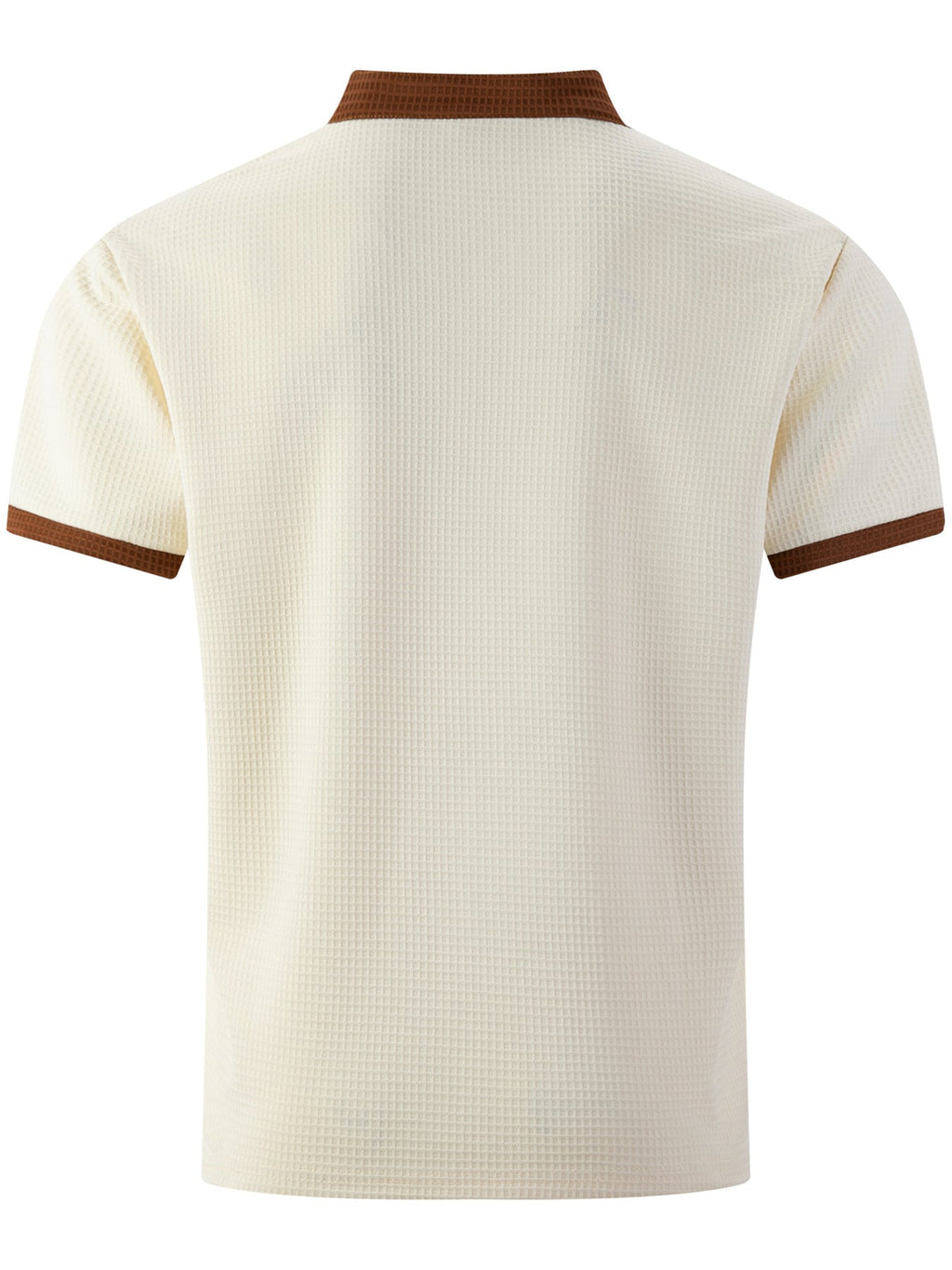 Men's Waffle Contrast V-neck Short Sleeve T-shirt