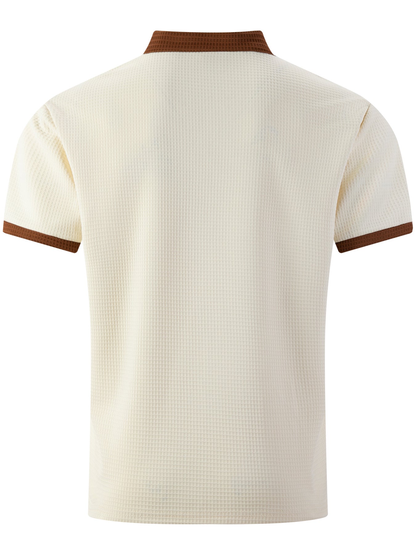 Men's Waffle Contrast V-neck Short Sleeve T-shirt