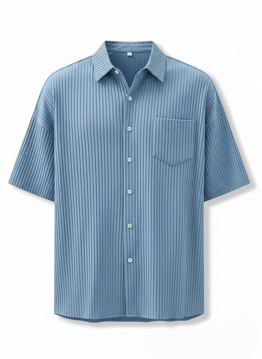 Men's Daily Simple Vertical Pit Lapel Button Short Sleeve Shirt