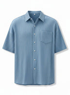 Men's Daily Simple Vertical Pit Lapel Button Short Sleeve Shirt