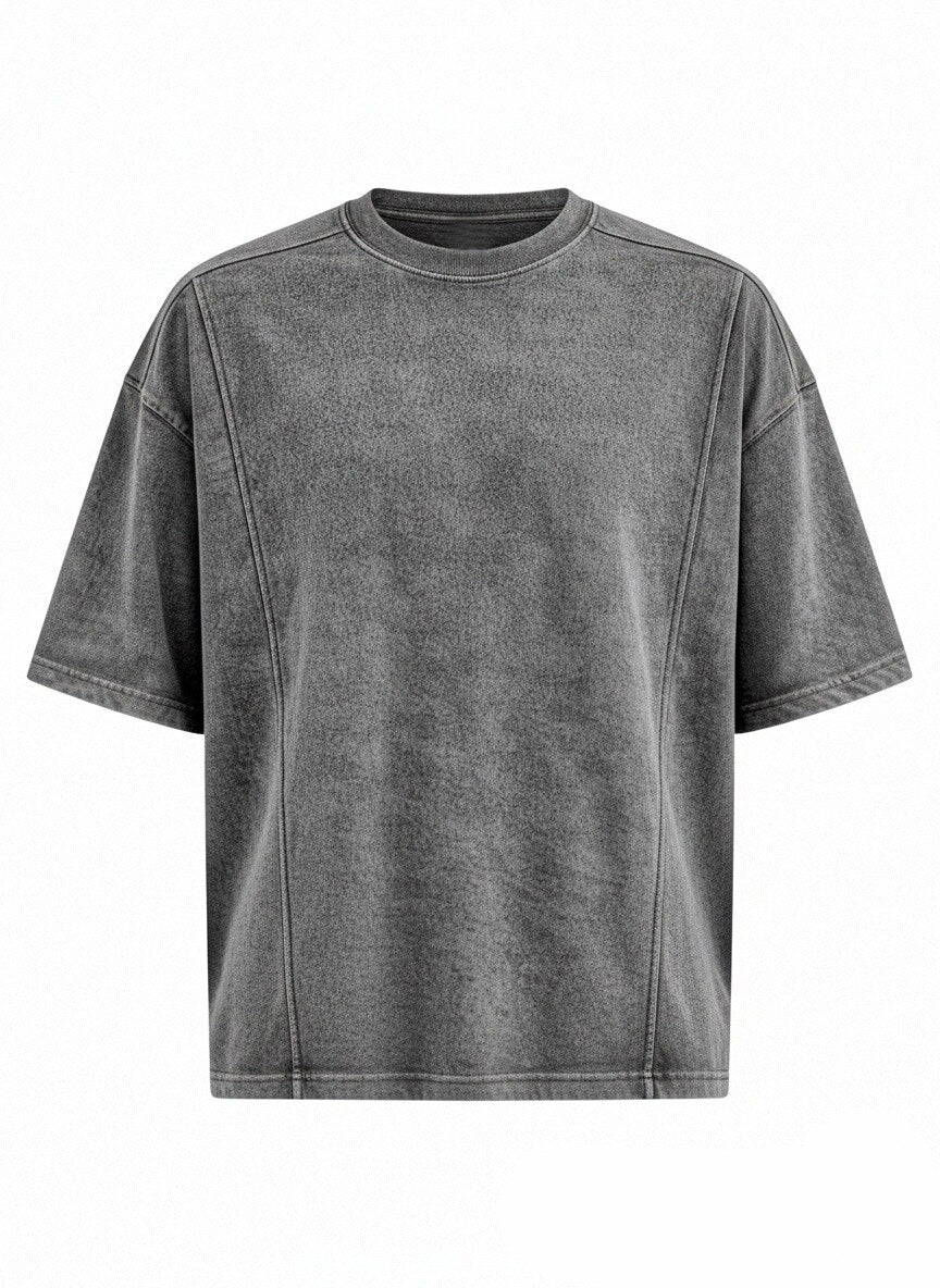 Men's Retro Deconstructed Design Solid Color Round Neck Short Sleeve T-shirt