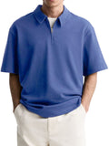 Men's Casual Basic Zipper Short Sleeve Polo Shirt