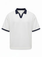 Men's Casual And Comfortable Contrast Color Seagull Collar Short Sleeve Polo Shirt