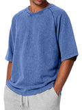 Men's Casual Retro Solid Color Raglan Short Sleeve T-shirt