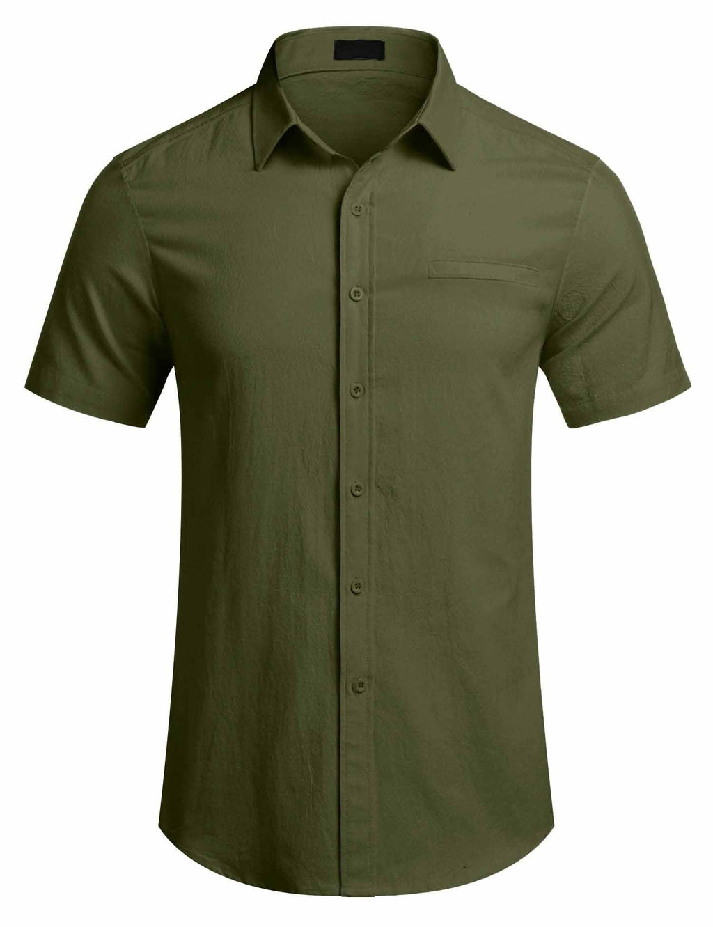 Men's Fake Pocket Linen Shirt Short Sleeve Button Up Shirt Summer Beach Hawaiian Shirt